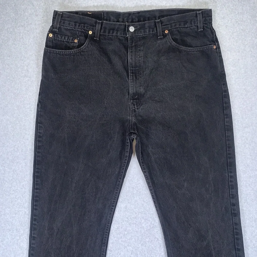 Vintage Levi's 505 Black Jeans 90's Made in USA Regular Fit Straight Leg 42x32